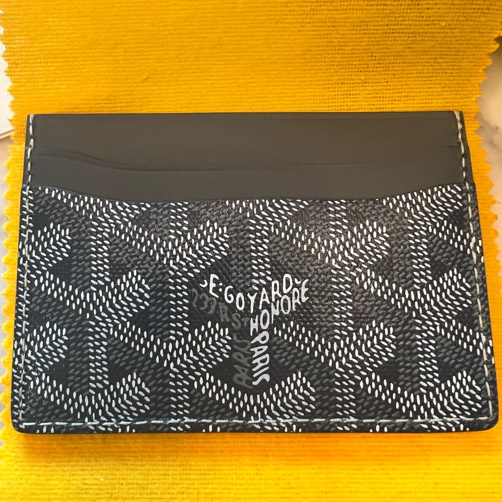 New Goyard SaintSulpice CardHolder- Grey Canvas/Leather Compact Wallet